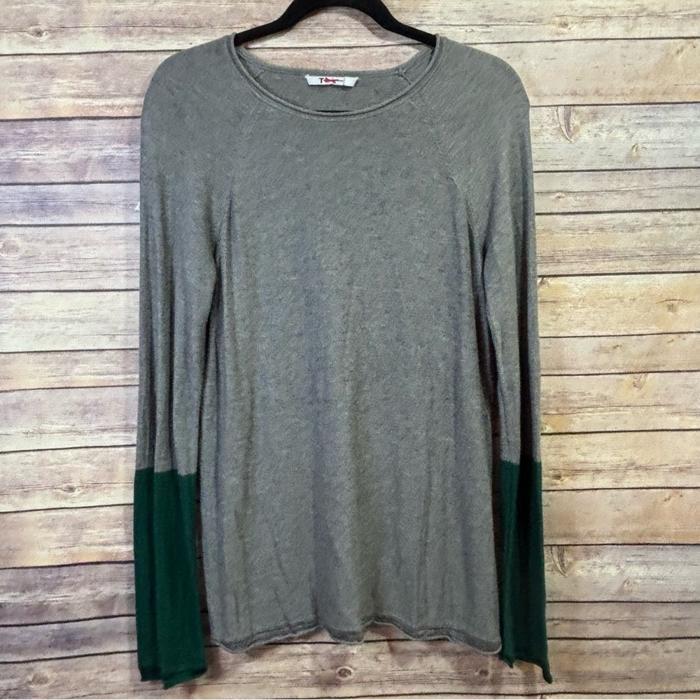 T by Alexander Wang Color Block Gray Wool/Silk Blend Sweater Size Small